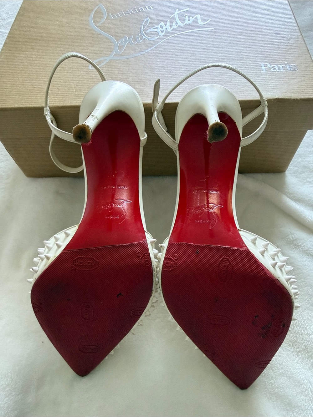 Christian Louboutin Baila Spike 100 Kid Neige size 7 designer stiletto heels - Picture 16 of 16